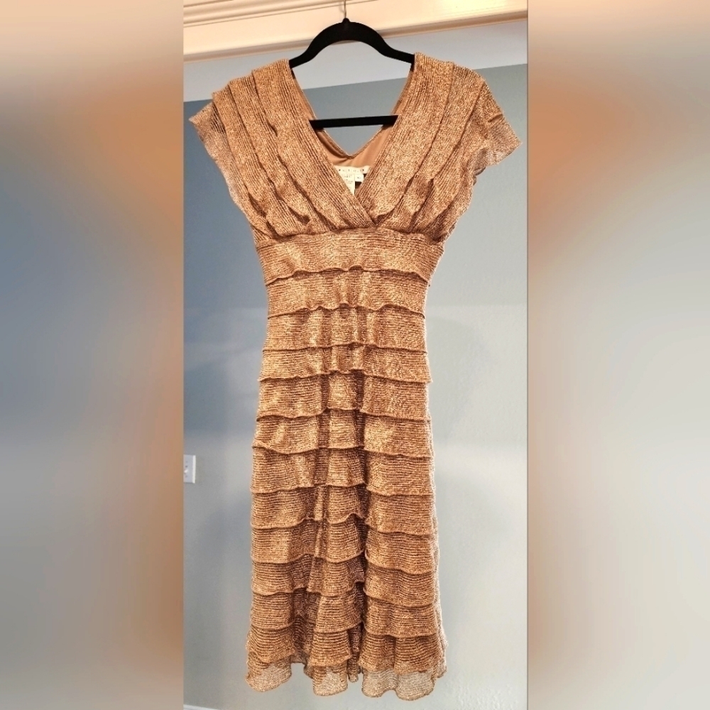 Stunning Max Studio layered champagne colored dress. Size XS - Picture 4 of 10